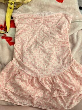 PINK lace mini dress